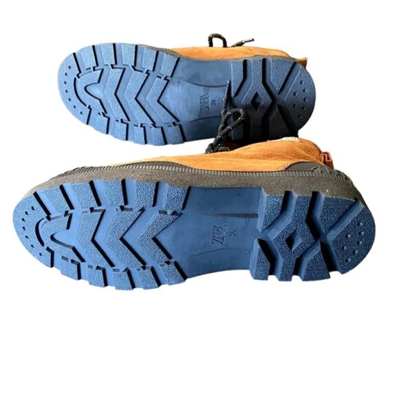 Zara Brown & Black Leather Rain Boots 36 - Picture 5 of 6